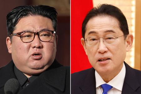 Kishida (right) has expressed a desire to meet North Korean leader Kim Jong-un (left), but the reception to the suggestion has been ice cold on the North Korean side.