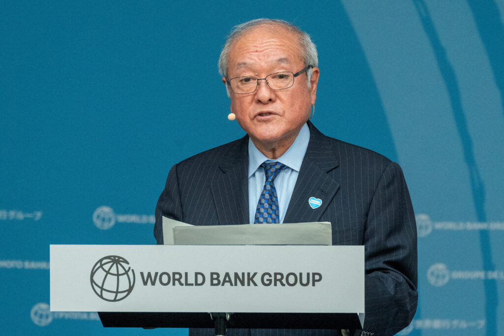 Japanese Finance Minister Shunichi Suzuki speaks during an event about expanding health coverage for all during the IMF and World Bank's 2024 annual Spring Meetings in Washington, U.S., April 18, 2024. REUTERS/Ken Cedeno