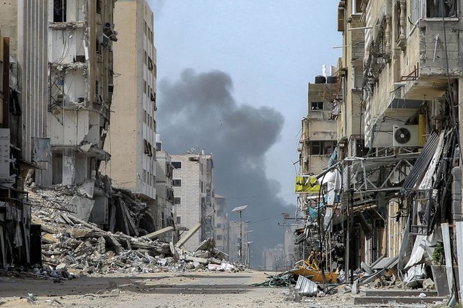 Smoke rises during an Israeli strike in the vicinity of the al-Shifa hospital in Gaza City amid the ongoing conflict between Israel and the Palestinian Hamas group. (File/AFP)