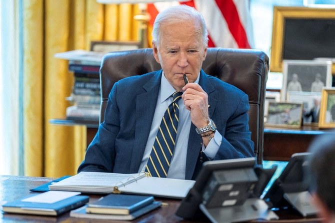 Biden talking to Netanyahu on Thursday. (Reuters)