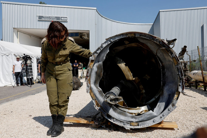 Israel's military displays on April 14, 2024, an Iranian ballistic missile retrieved from the Dead Sea after Iran launched drones and missiles towards Israel the night before. (REUTERS/File Photo)