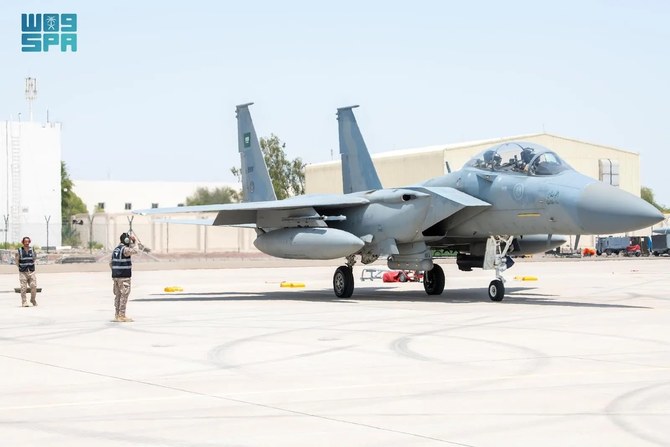Six Saudi F-15SA fighter jets, with their full air, technical and support crews, are taking part in the exercise. (SPA)
