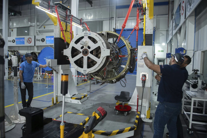 Engineers and technicians at work inside Safran Aircraft Engines repair plant outside of Casablanca, Morocco on April 18, 2024. (AP photo)