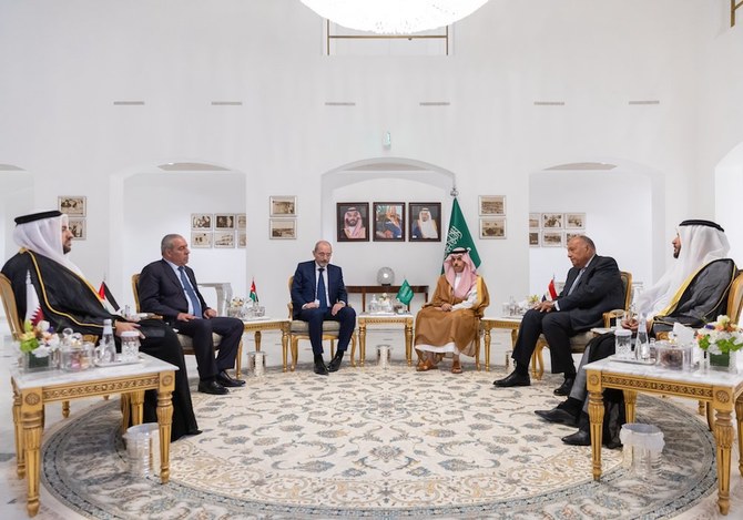 Saudi foreign minister Prince Faisal bin Farhan hosted a ministerial meeting on Saturday in Riyadh with representatives from six other Arab states to discuss the situation in Gaza. (SPA)