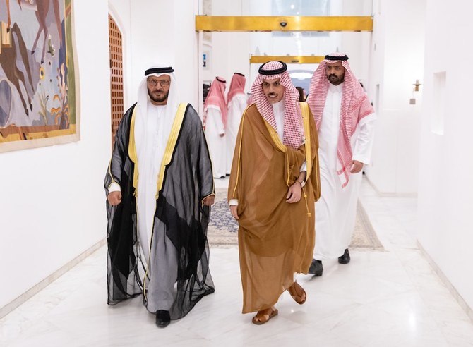 Saudi foreign minister Prince Faisal bin Farhan hosted a ministerial meeting on Saturday in Riyadh with representatives from six other Arab states to discuss the situation in Gaza. (SPA)