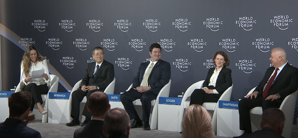 The panelists discussed nuclear energy as part of the solution to meeting the growing demand for green power. (WEF)