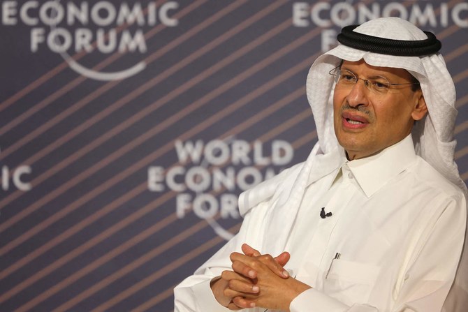 Saudi Arabia's Energy Minister Abdulaziz bin Salman Al-Saud speaks to a panel during the World Economic Forum Special Meeting in Riyadh on April 28, 2024. (Photo by Fayez Nureldine / AFP)