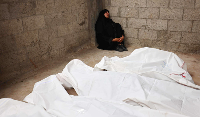 A Palestinian mourns relatives killed in Israeli bombardment, at the al-Najjar hospital in Rafah in the southern Gaza Strip, on April 29, 2024 amid the ongoing conflict between Israel and the Palestinian militant group Hamas. (AFP)