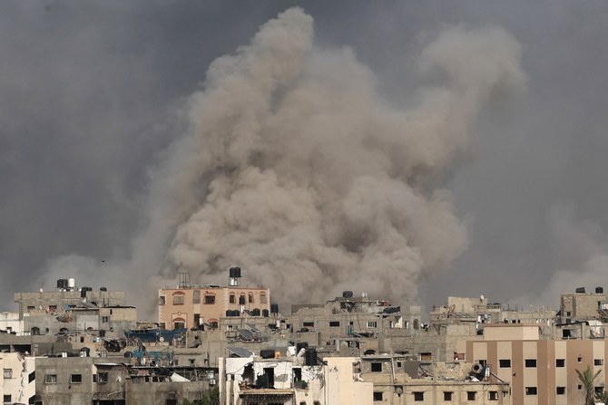 Smoke billows after an Israeli strike on Jabalia, in the northern Gaza Strip. May 19, 2024 (AFP)