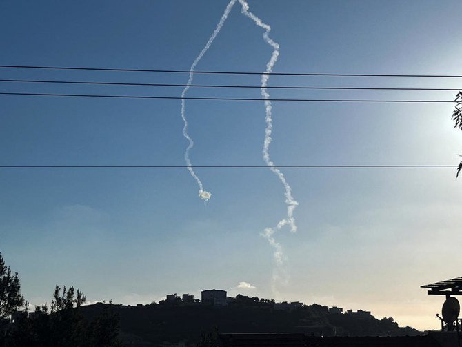 Israel's Iron Dome anti-missile system intercepts a rocket launched to Israel from Lebanon near the Israel-Lebanon border, amid ongoing cross border hostilities. (File/Reuters)