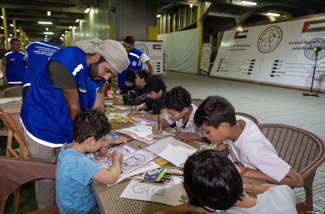The staff of the UAE Floating Hospital in the Egyptian city of Al Arish arranged a recreational day for the children of Gaza. (WAM)