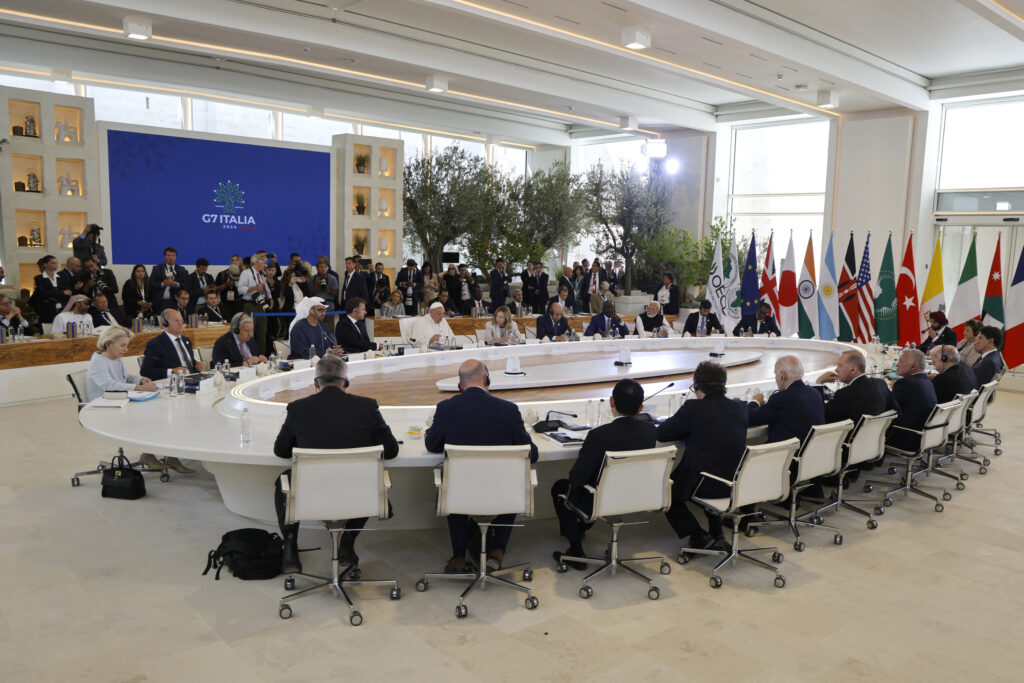 Pope Francis attended the G-7 leaders' discussions on AI Friday, delivering a speech to address ethical concerns regarding the use of the technology. (AFP)