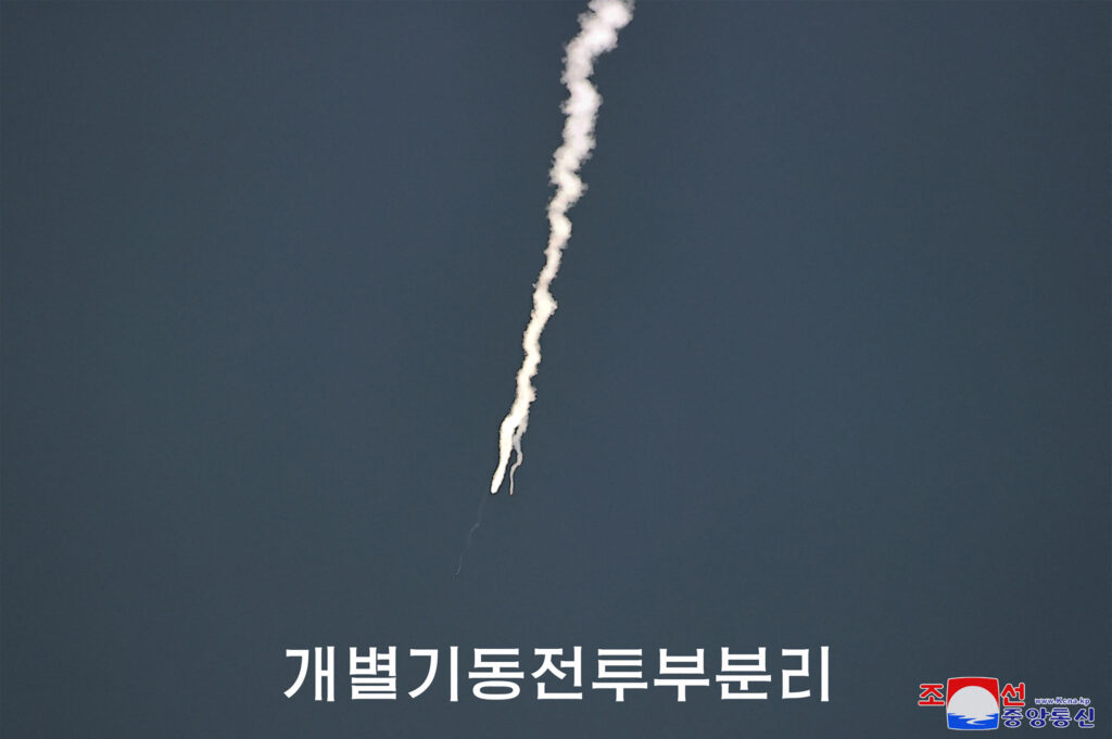 The test used a solid-fuel missile and was conducted within a radius of 170 to 200 kilometers so that warheads' flight capabilities could be measured. (AFP)