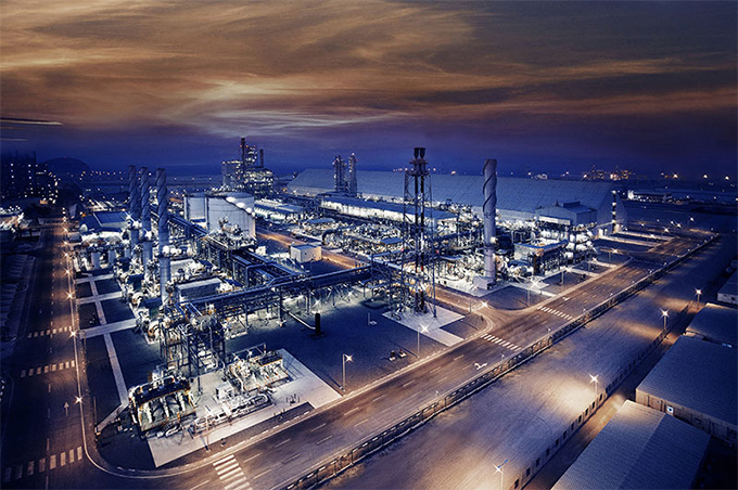 A rendering of the ammonia production facility. (via Mitsui & Co.)