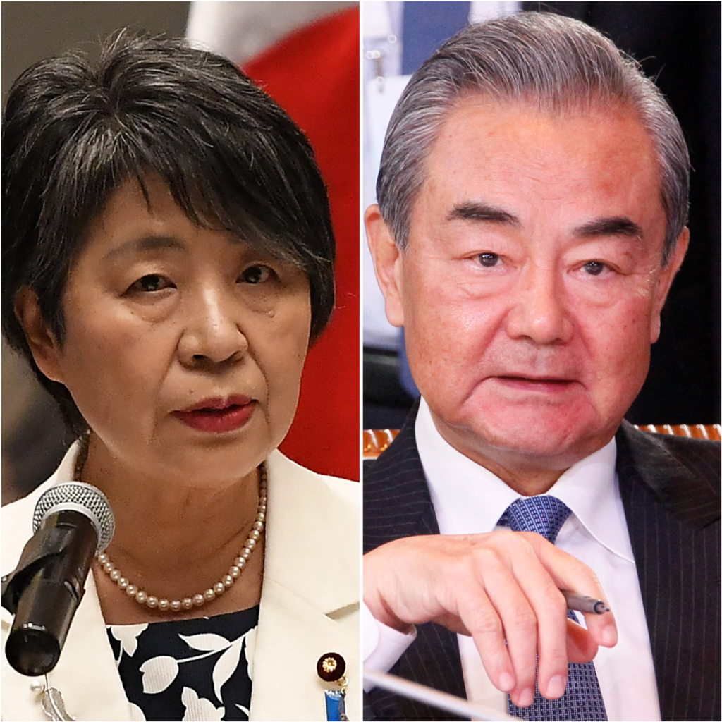 Japan's KAMIKAWA Yoko and China's Wang Yi are expected to discuss Japan's release into the sea of tritium-containing treated water from the crippled Fukushima No. 1 nuclear power plant, as well as the detention of Japanese nationals by Chinese authorities. (AFP)