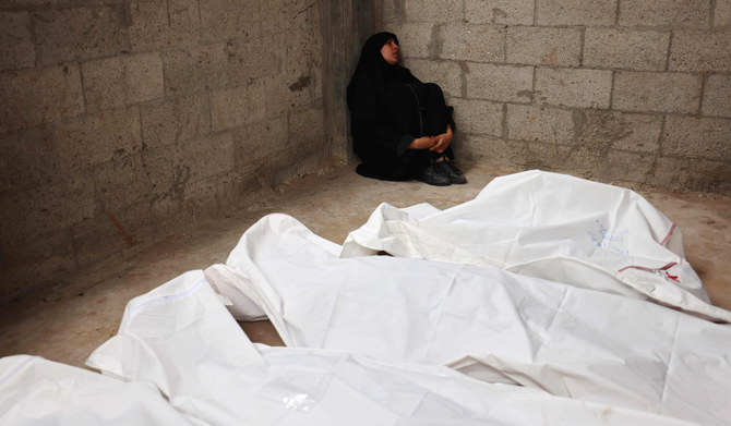 A Palestinian mourns relatives killed in Israeli bombardment, at the al-Najjar hospital in Rafah in the southern Gaza Strip, on April 29, 2024 amid the ongoing conflict between Israel and the Palestinian militant group Hamas. (AFP)