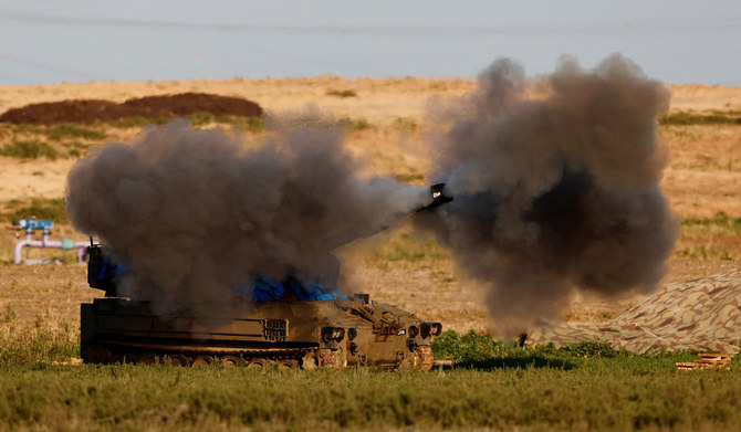 An Israeli mobile artillery unit fires towards Gaza, amid the ongoing conflict between Israel and the Palestinian Islamist group Hamas, near the Israel-Gaza border, in Israel, February 3, 2024. (REUTERS)