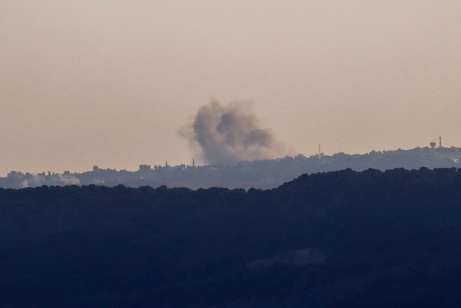 This picture taken from northern Israel shows smoke billowing during Israeli bombardment in southern Lebanon on July 8, 2024, amid ongoing cross-border clashes between Israeli troops and Lebanon's Hezbollah fighters. (AFP)