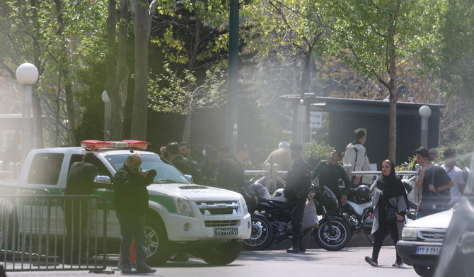 Iran's riot police forces stand on a street amid the implementation of the new hijab surveillance in Tehran, Iran, April 15, 2023. (REUTERS)