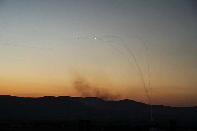 Israeli air defenses intercept rockets launched from Lebanon on July 16, 2024. (Reuters)