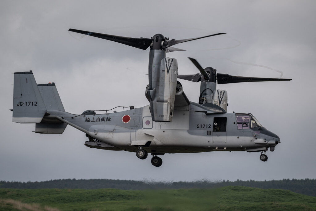 During the exercise, CV-22 Osprey aircraft will fly from Marine Corps Air Station Iwakuni in Yamaguchi Prefecture, western Japan, to the Oyanohara training grounds in Kumamoto Prefecture and the Hijudai training grounds in Oita Prefecture. (AFP)