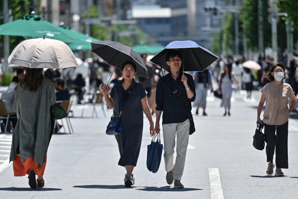 The Shizuoka meteorological observatory in the city's Suruga Ward registered 40 degrees at 1:18 p.m., rewriting its highest temperature since records began in 1940. (AFP)