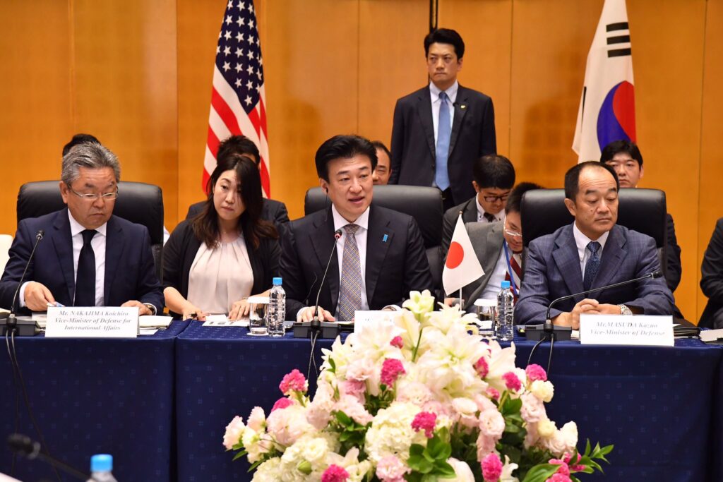 It was the first time for the three countries' defense chiefs to meet in Japan. (Japan's Ministry of Defense)