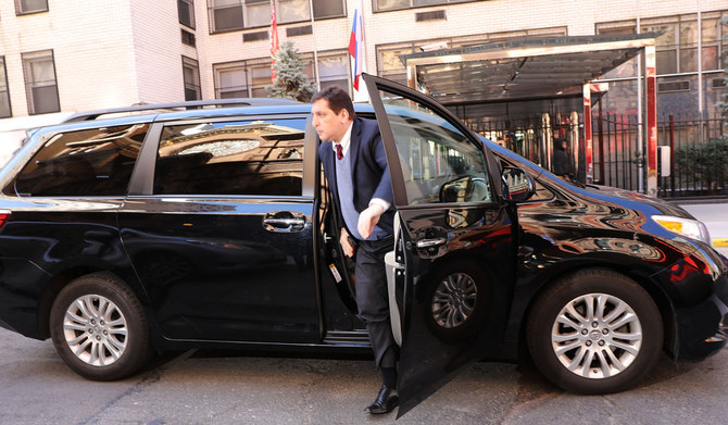 Russian Diplomat Vladimir Safronkov enters the Permanent Russian Mission to the United Nations on March 26, 2018 in New York City. (AFP)