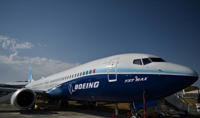 A Boeing 737 Max is on display during the Farnborough Airshow, in Farnborough, July 18, 2022 (File/AFP).