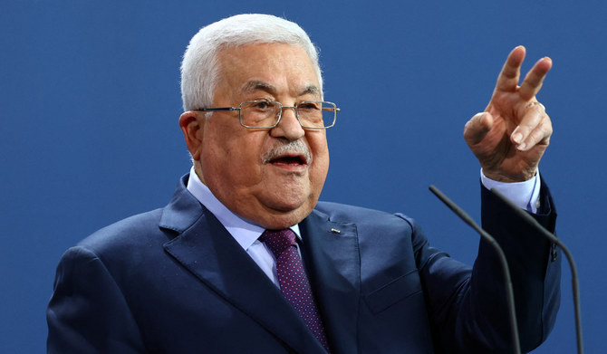 Palestinian President Mahmoud Abbas attends a news conference with German Chancellor Olaf Scholz, in Berlin, Germany, August 16, 2022. (REUTERS)