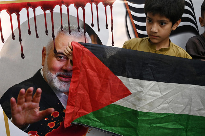Hamas political chief Ismail Haniyeh’s killing has inflamed tensions in the region, and has drawn in Iran-backed militant groups in Syria, Lebanon, Iraq and Yemen. (AFP)