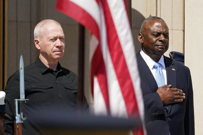 Israeli Defense Minister Yoav Gallant and US Defense Secretary Lloyd Austin discussed operational and strategic coordination against Iranian threats. (File/Reuters)
