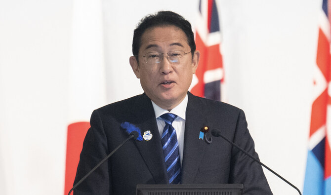 Japan's Prime Minister KISHIDA Fumio speaks during the opening session of the 10th Pacific Islands Leaders Meeting (PALM10) in Tokyo on July 18, 2024. (AFP)