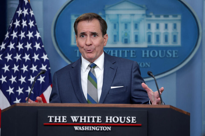 National Security Communications Advisor John Kirby speaks during a daily press briefing at the James Brady Press Briefing Room of the White House. (File/AFP)