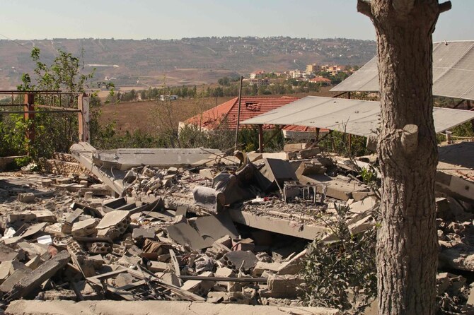 A house damaged in an Israeli strike in the southern Lebanese village of Khiam on August 26, 2024. (AFP)