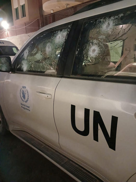FILE PHOTO: Impacts on a World Food Program’s (WFP) bullet-proof windows are seen after the WFP said the vehicle came under fire a few meters from an Israeli check point at the Wadi Gaza bridge in Al-Mughraqa, Gaza Strip (REUTERS)