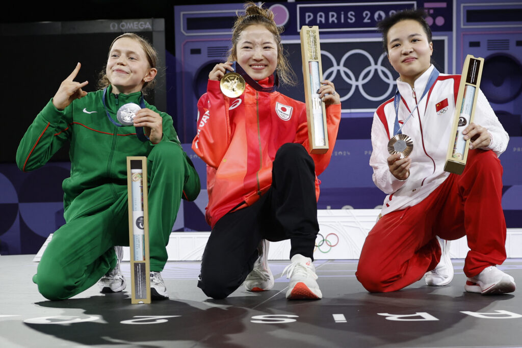 Ami, legally named Ami Yuasa, won all three rounds in a battle against b-girl Nicka (Dominika Banevič) from Lithuania to clinch the gold, wrapping up a long day of breakers putting hip-hop culture on the Olympic stage with their flow, rhythm and skill at Place de la Concorde stadium. (AFP)