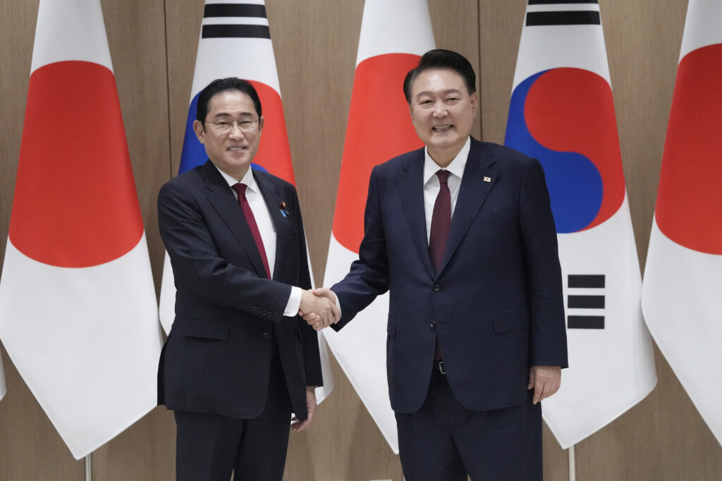 In the diplomatic and security fields, Kishida brought back bilateral mutual visits by national leaders with South Korean President Yoon Suk-yeol, who presented a solution for a long-standing bilateral dispute over wartime labor.