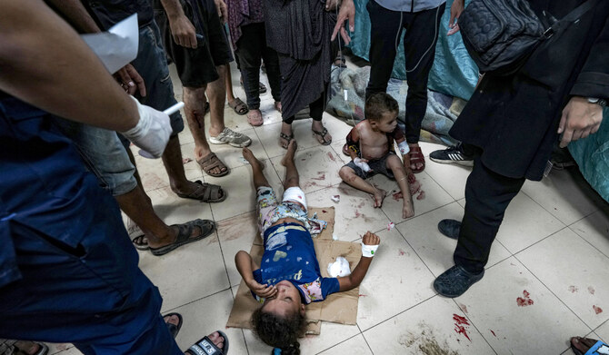 Palestinian children wounded in the Israeli bombardment of the Gaza Strip are treated in a hospital in Deir al-Balah, Thursday, Sept. 5, 2024. (AP)