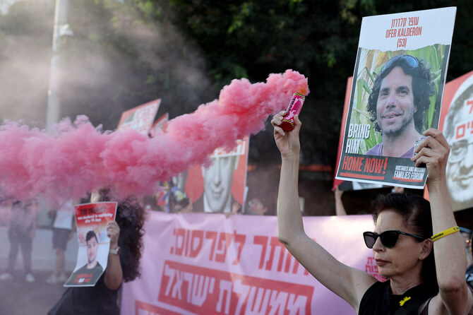 Protesters block a main road to show support for the hostages who were kidnapped during the deadly October 7 attack, in Tel Aviv, Israel September 1, 2024. (Reuters)