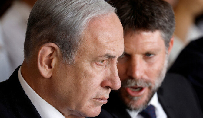 Israeli Prime Minister Benjamin Netanyahu and Israeli Finance Minister Bezalel Smotrich during an event in Tel Aviv. (REUTERS file photo)