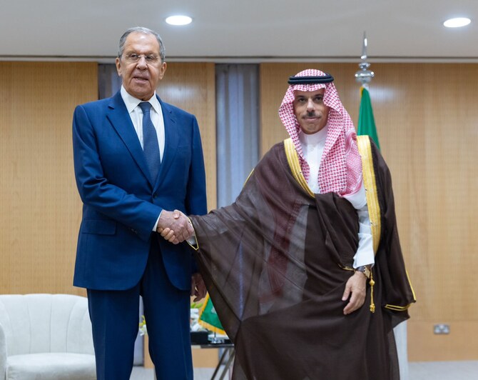 Prince Faisal bin Farhan and Lavrov reaffirmed their commitment to deepening diplomatic relations and continuing dialogue on issues of shared concern. (SPA)