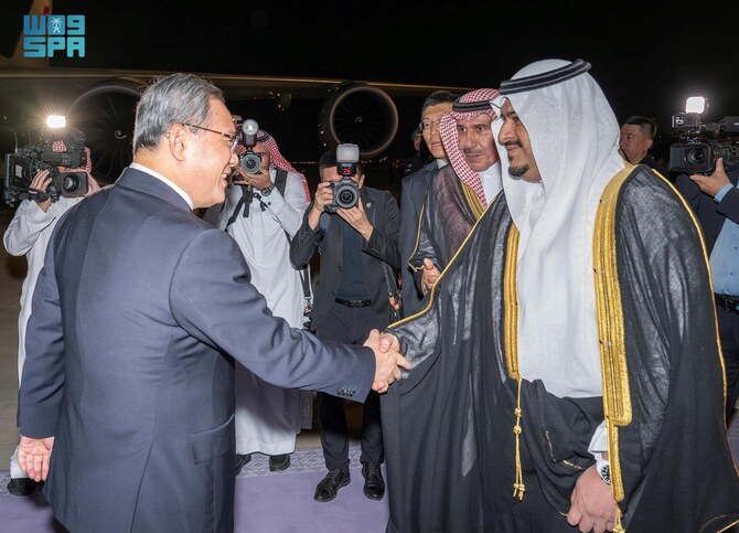 China’s Prime Minister Li Qiang arrives in Riyadh on Tuesday. (SPA)