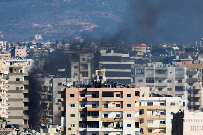 Smoke billows over southern Lebanon following an Israeli strike, as seen from Tyre, Lebanon September 25, 2024. (Reuters)
