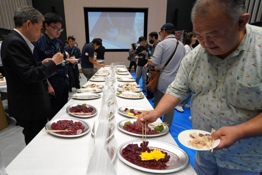 Almost every part of the whale was on display, including slabs of heart, slices of tail and chunks of blubber. (AFP)