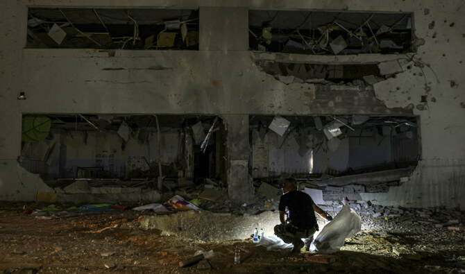 This picture shows a view of a heavily-damaged school building after a projectile exploded upon impact, in Israel's southern city of Gedera on October 1, 2024. (AFP/File)