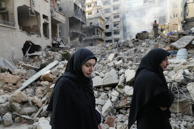 The first strike, in Ras Al-Nabaa, appeared to have hit the lower half of an apartment building. (AP)