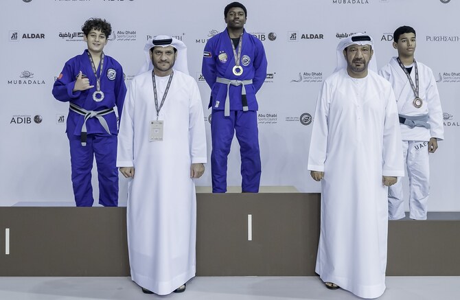 Al-Ain's athletes (in blue) dominated the last day of Round 4 of the Khaled bin Mohamed bin Zayed Jiu-Jitsu Championship in Fujairah (UAEJJF)