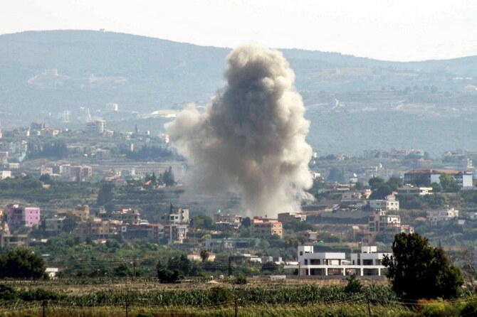 Israel expanded operations in Lebanon nearly a year after Hezbollah began exchanging fire in support of its ally, Hamas, following the Palestinian group's deadly attack on Israel on October 7, 2023. (File/AFP)