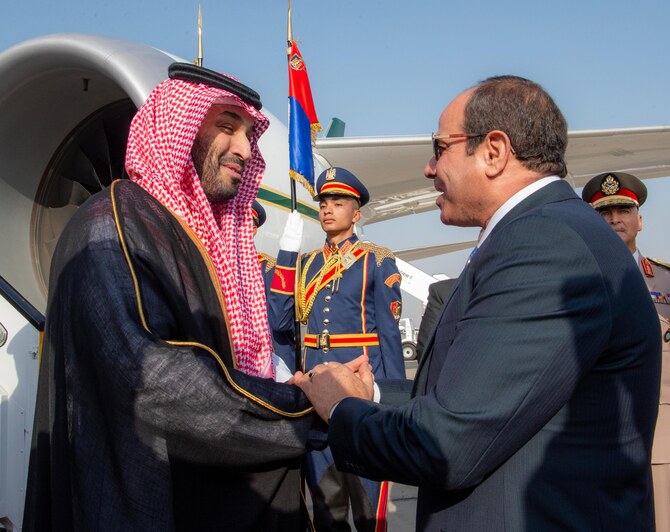 The Saudi Royal Court announced on Tuesday that Saudi Crown Prince Mohammed bin Salman arrived in Egypt. (SPA)